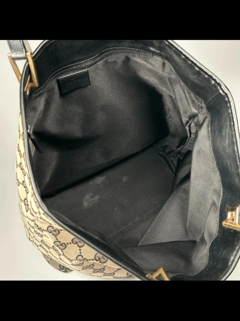 Gucci Monogram Canvas Tote Bag in Beige/Black
